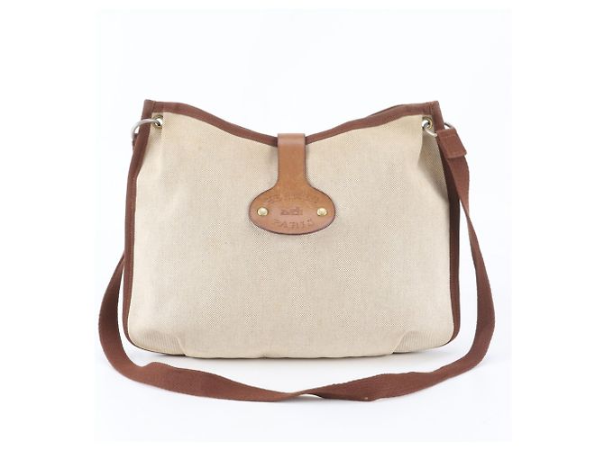 Hermès Borsa a tracolla Hermes Rodeo Toile H Leather Marrone Beige