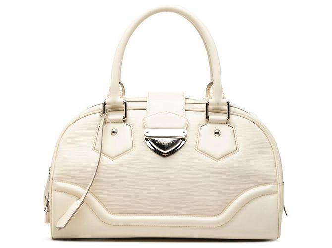 Louis Vuitton Epi Bowling Montaigne GM Handtasche Weiß Aus weiß