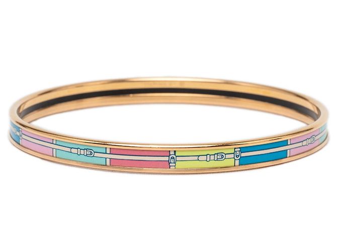 Hermès Hermes Enamel Belt Motif Bangle Multiple colors Golden