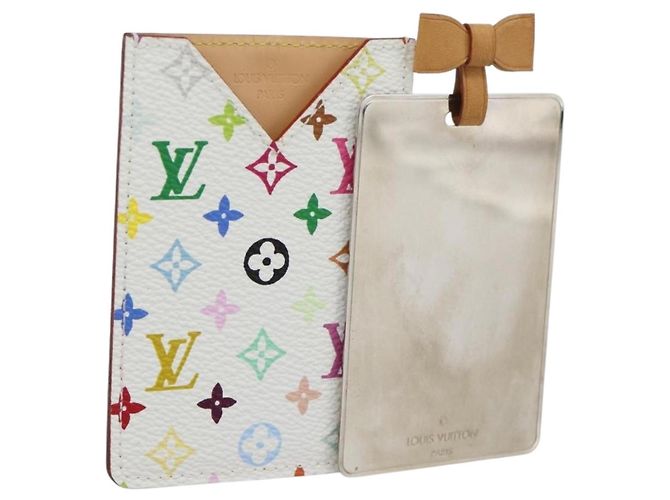 LOUIS VUITTON Monogram Multicolor Etui Hand Mirror White M92651 LV Auth 180935 Weiß