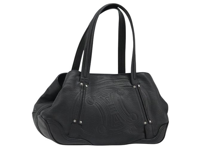Céline Bolsa CELINE Triomphe em couro preto prata 185601A