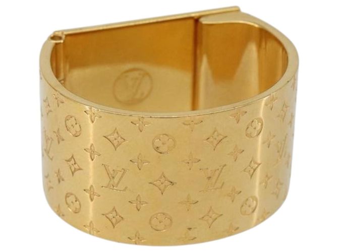 LOUIS VUITTON Anel de Cachecol Monogram Nanogram Dourado M00226 Auth 186230A Monograma