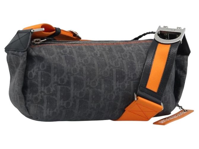 Borsa a tracolla Christian Dior Trotter Canvas Gray Silver Auth 186198V Marrone Argento