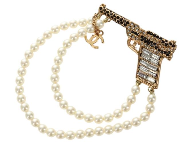 CHANEL Brosche Metall Gold Tone CC Auth 185416SM