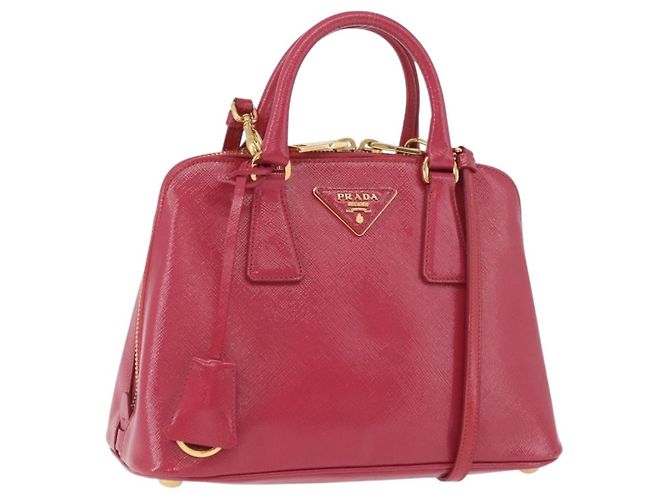 Sac à main PRADA en cuir Saffiano 2-way Rose Or Auth 186860V Doré