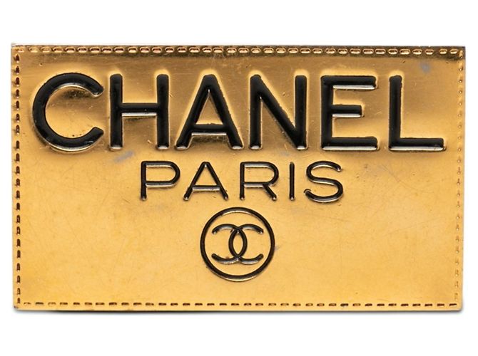 Spilla Chanel Coco Mark Logo Plate D'oro 