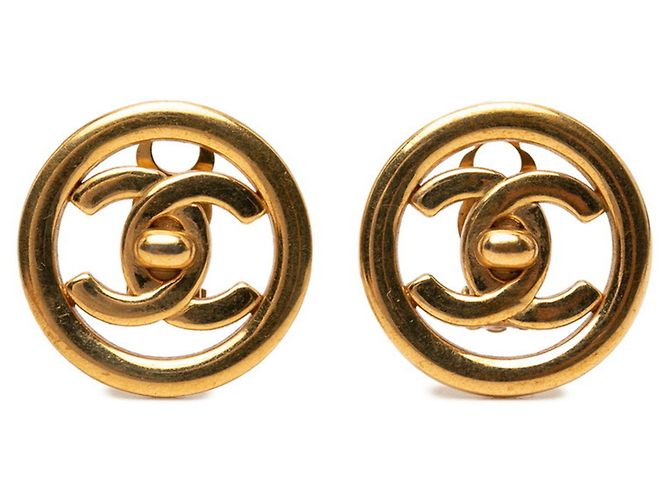 Timeless Orecchini a clip rotondi Vintage Chanel Coco Mark D'oro
