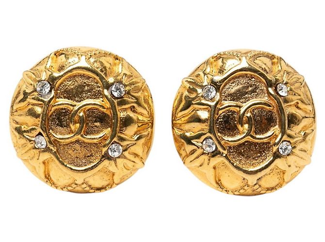 Orecchini a clip rotondi Chanel Coco Mark placcati oro D'oro