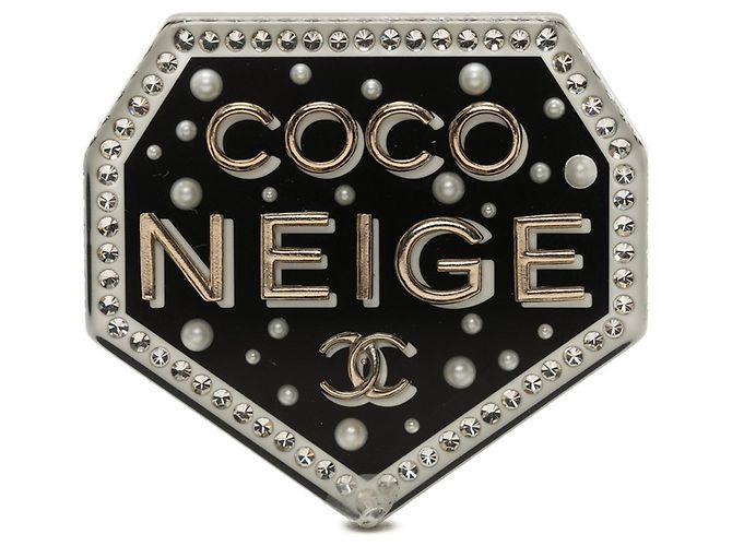 Chanel Coco Mark COCO NEIGE Emblem Brosche Schwarz