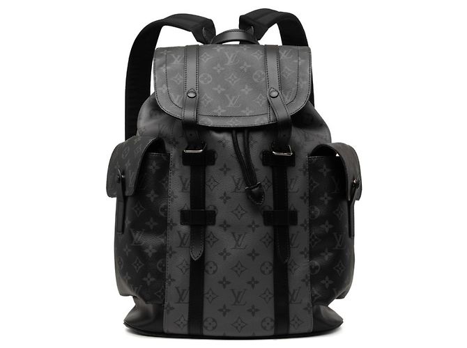Mochila Louis Vuitton Monogram Eclipse Christopher MM Marrom Preto