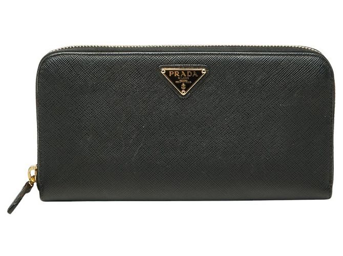 Prada Black Saffiano Leather Long Wallet
