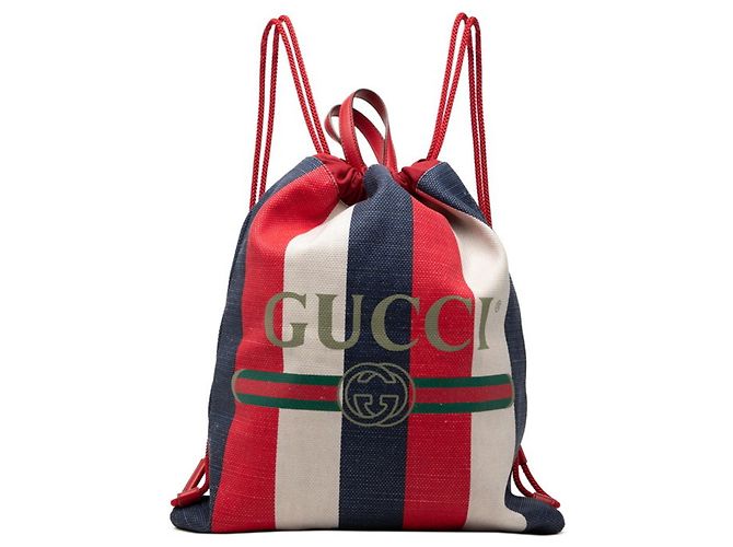 Gucci Sherry Line Logo Rucksack Weiß Rot