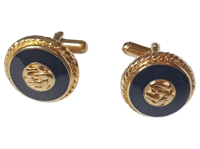 Autre Marque Abotoaduras St John banhadas a ouro e esmalte azul Dourado