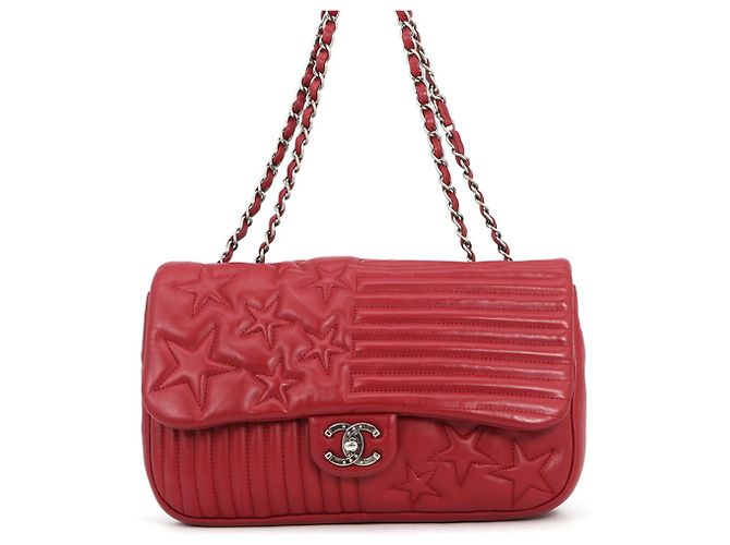 Borsa a tracolla Chanel in agnello rosso