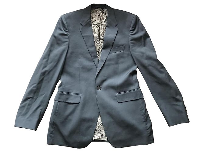Paul Smith Herrenblazer Dunkelgrau Paisley-Futter Anthrazitgrau