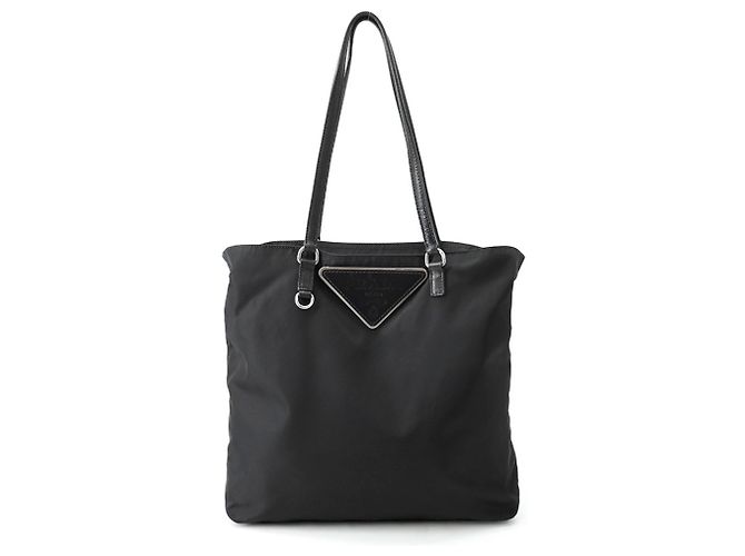 Prada Triangle Nylon Tote Bag Black