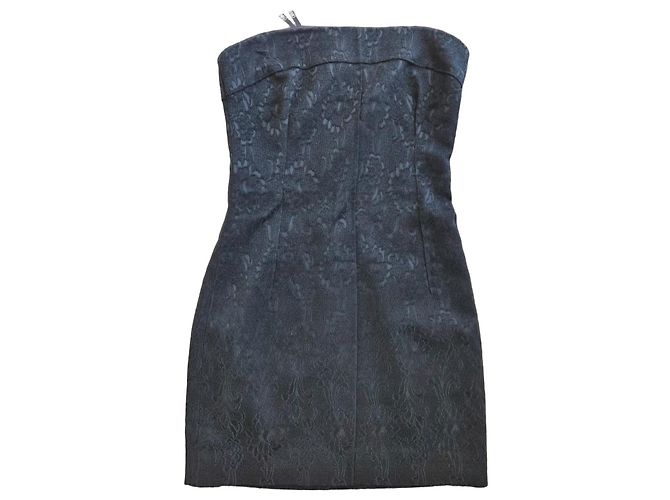 Abito bustier Dolce & Gabbana in jacquard damascato nero