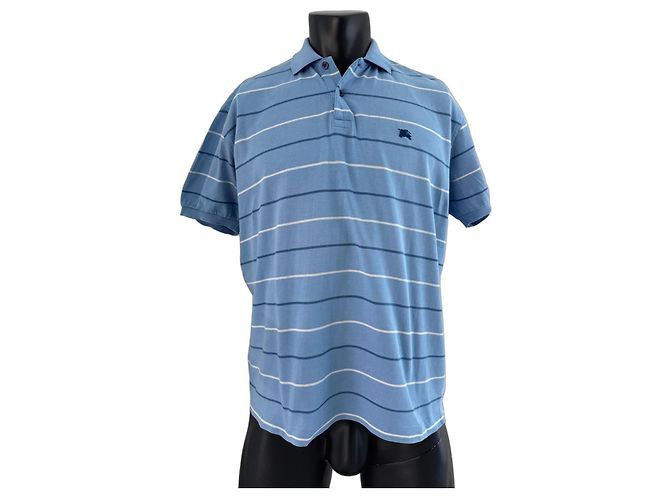 Polo Burberry de algodón a rayas azules