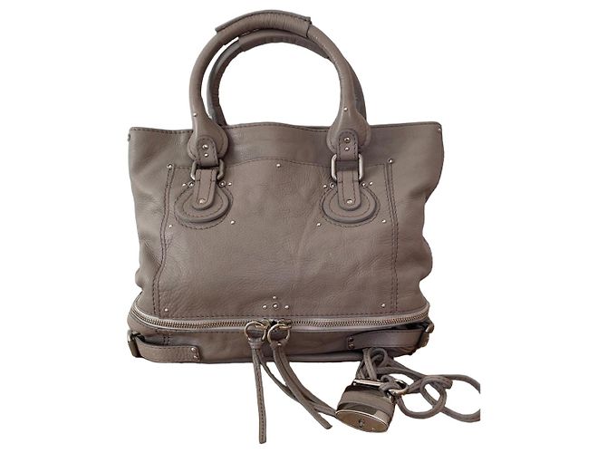 Chloé Paddington Bolsa em couro cinza Taupe