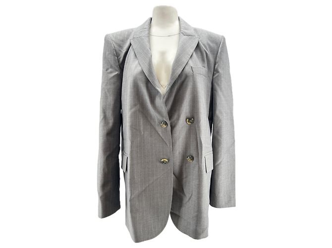 Autre Marque Blazer grigio con riga bianca