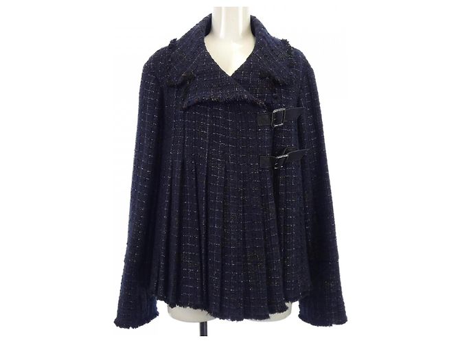 Timeless Chanel Knit Jacket Blue Navy blue