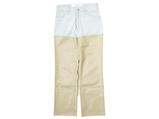 Autre Marque Denim-Hose mit Kunstleder PROVOKE Beige