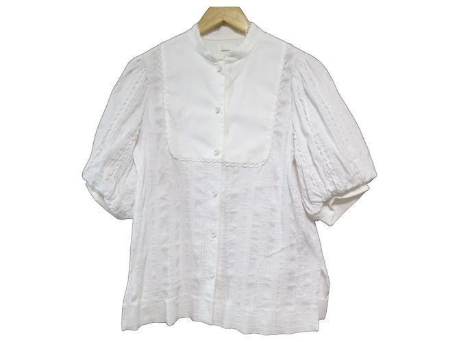 Autre Marque Camicetta con maniche a sbuffo Shirocon Puff Sleeve Bosom Blouse Bianco
