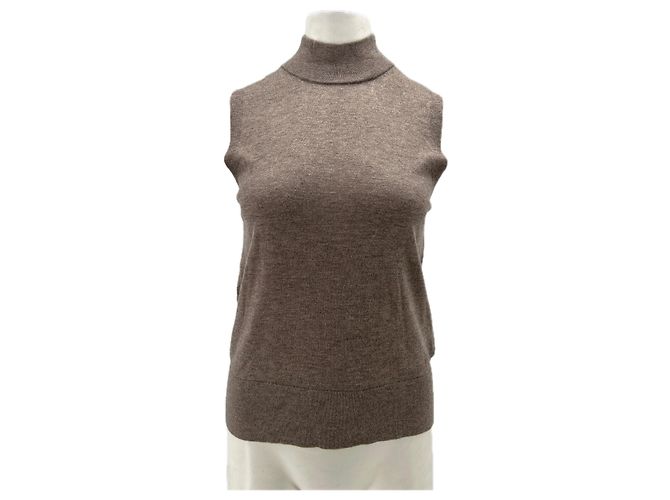 Autre Marque Ärmelloser Strickpullover braun 