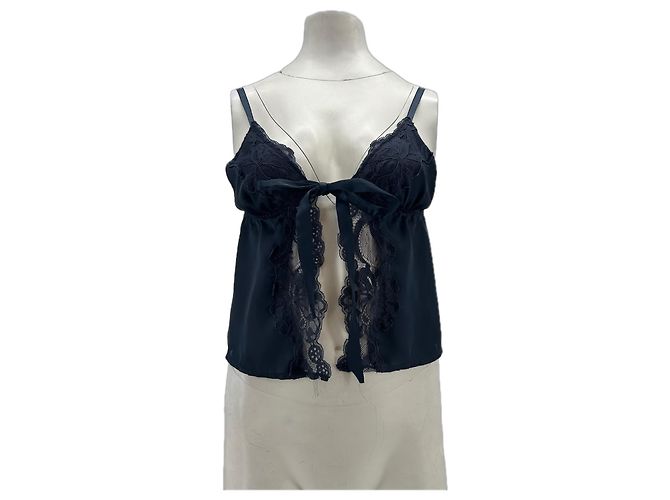 Autre Marque Top halter de renda azul marinho KAT THE LABEL