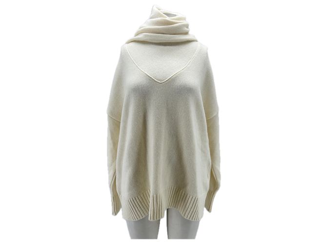 Autre Marque Pulôver com cachecol branco
