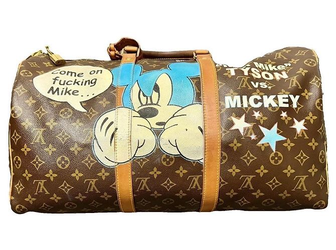Louis Vuitton Keepall Bandoulière 55 Mike Tyson vs Mickey Monogram Marrom Multicor