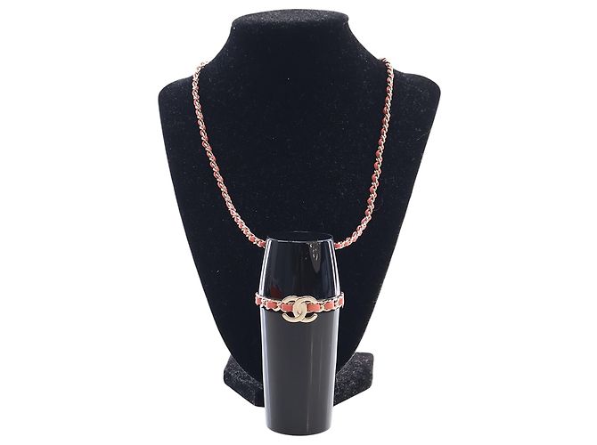 Chanel Black Lucite Lipstick Case On Chain