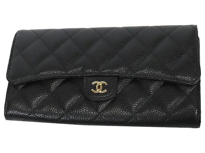 Portafoglio classico in caviar nero Chanel