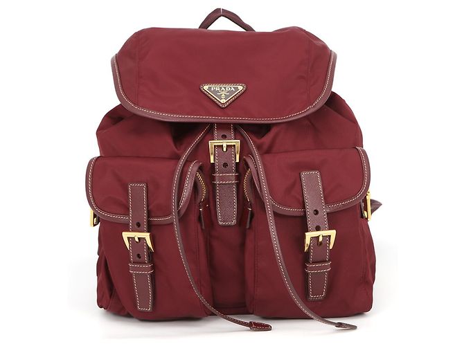 Saffiano Sac à dos Prada Triangle en Bordeaux