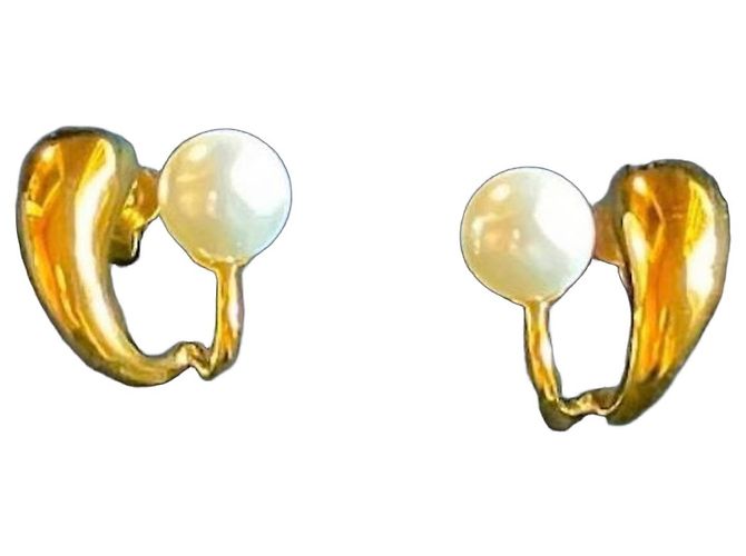 Autre Marque Boucles d'oreilles Créoles Perles et Dorées Blanc