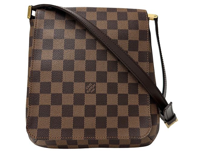 Bolsa de ombro Louis Vuitton em lona Damier Marrom