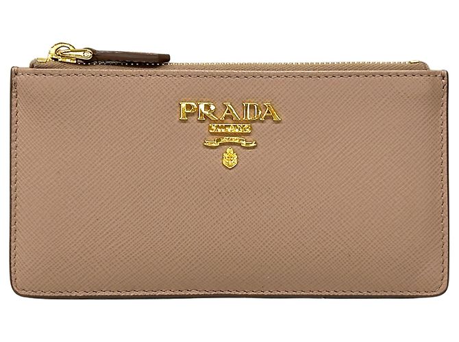 Monedero de piel Saffiano Prada Beige