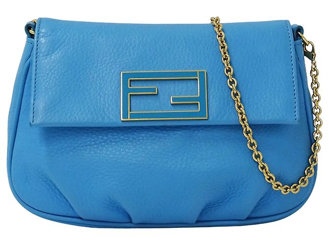 Fendi Light Blue Leather Handbag