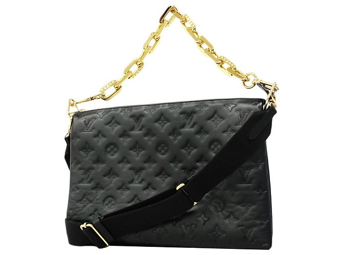 Borsa a Spalla Louis Vuitton Monogram Embossed Coussin MM Nero