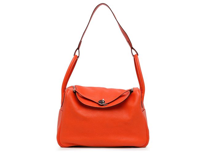 Hermès Orange Clemence Lindy 34 Laranja