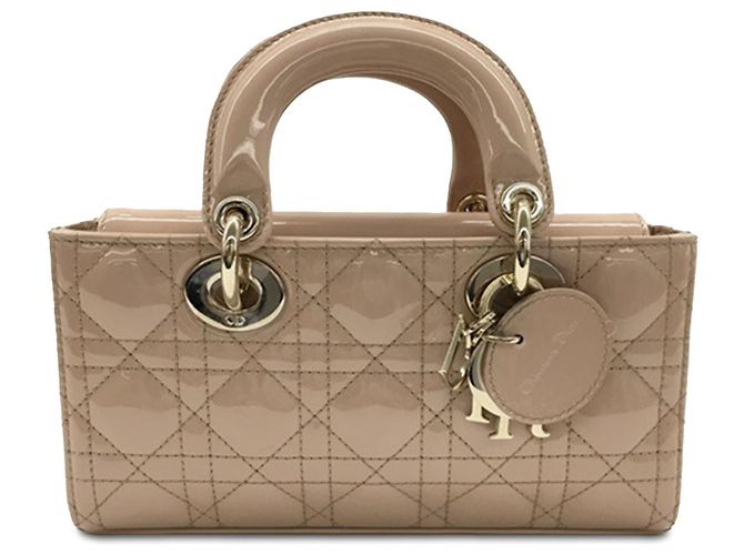 Dior Beige Small Patent Cannage Lady D-Joy