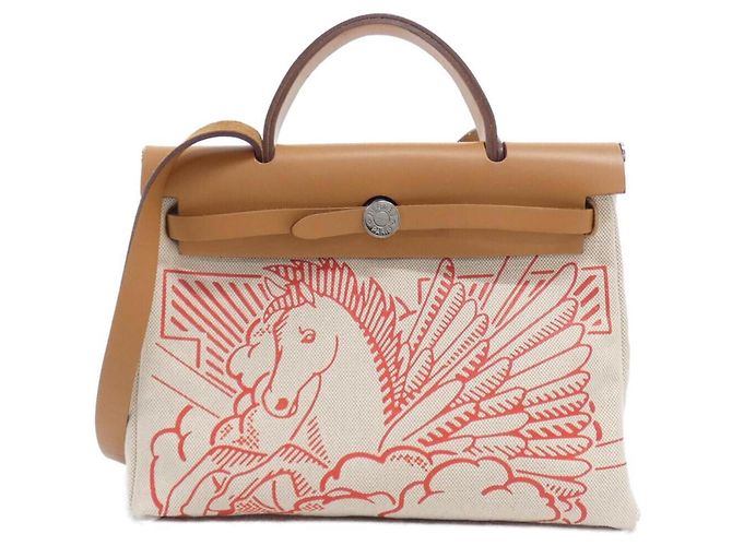 Hermès Hermes Herbag Zip Pegasus Pop PM Handtasche Beige Roh