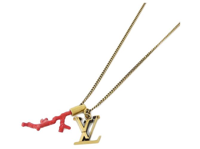 Colar com pingente Louis Vuitton LV Initials Coral Vermelho Dourado