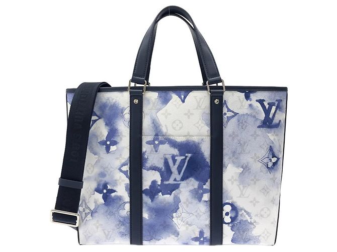 Borsa Louis Vuitton Weekend Tote PM M45756 Monogramma Acquerello Blu