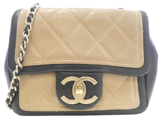 Borsa a Spalla Chanel 92210 Beige e Nero