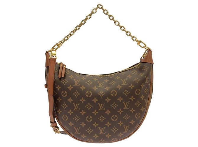 Borsa a tracolla Louis Vuitton Monogram Reverse Loop Hobo Marrone 