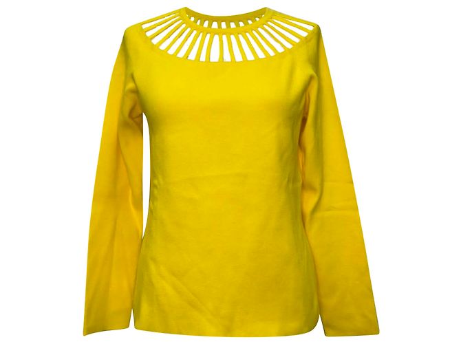 Moschino Boutique Cutout Accent Pullover aus gelber Viskose