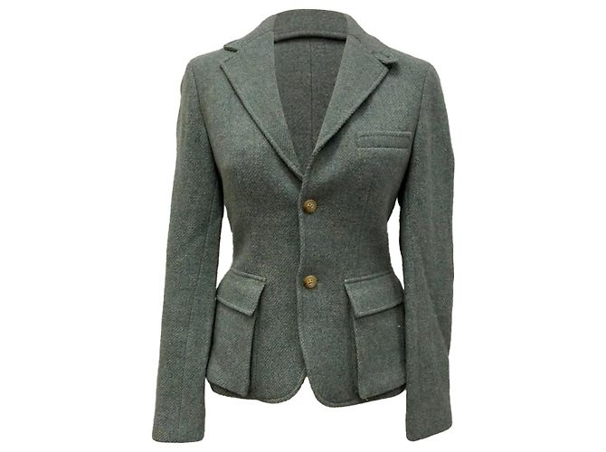 Ralph Lauren Elbow Patch Balzer with Pockets in Olive Wool Green Olive green