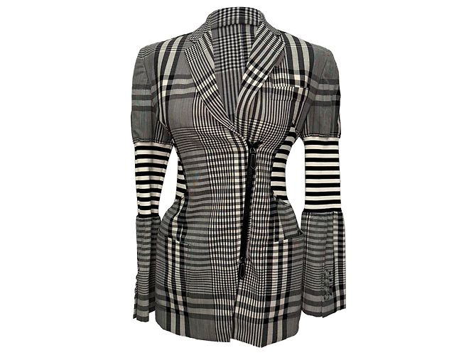 Burberry Stripe & Check Corset Blazer in Multicolor Polyester Multiple colors