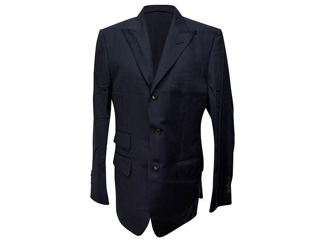 Tom Ford Pinstripe Suit in Navy Blue Wool